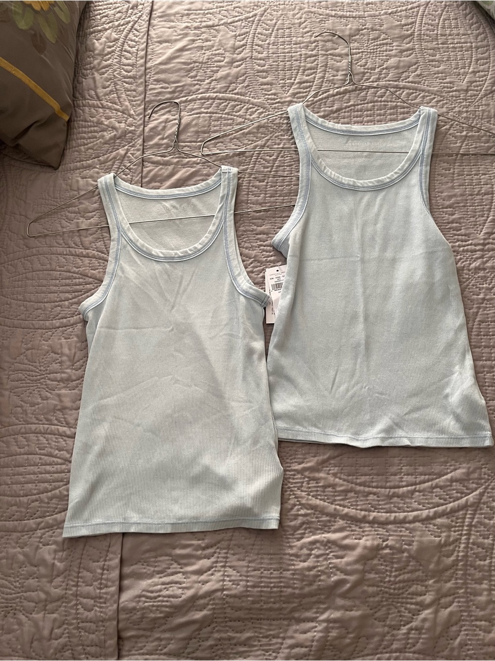 2 American Eagle Outfitters Light Blue Ribbed Tank